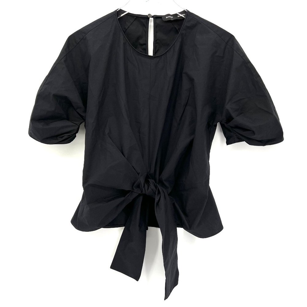 Proenza Schouler Black Short-Sleeve Tie-Front Blouse